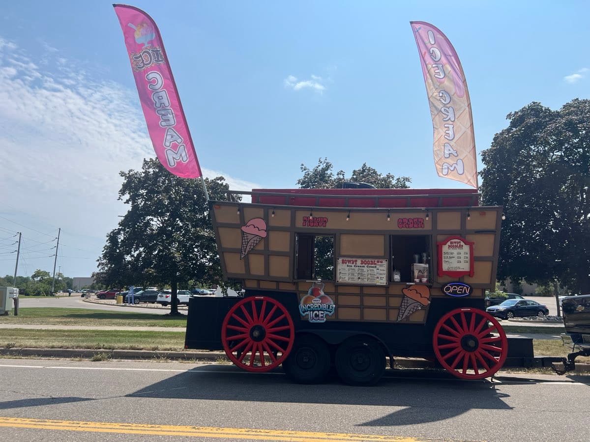 The Howdy Doodles coach set up at an event in Michigan